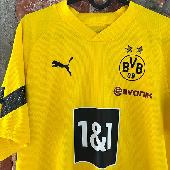 Borussia Dortmund Puma Home Jersey Men's L Yellow Soccer Kit 21x28 - Picture 1 of 8
